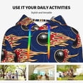 thumbnail image 4 of Fotbe Bowling Ball And Flame Pattern Womens Long Sleeve Hoodie, Pullover Hooded Sweatshirt, Kangaroo Pocket Hoodie with Eye-catching Drawstrings-Large, 4 of 7