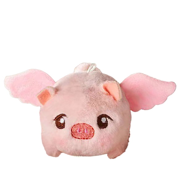 Cerdito de peluche volador para niños, con cola que se mueve, suave, de algodón PP, ideal para carteras y bolsos, color rosa.