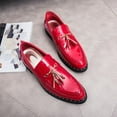 thumbnail image 7 of Men's Patent Leather Tassels Slip-On Loafers Classic Flats Smoking Loafers for Business Casual Dress Prom Formal Church Wedding Shoes, 7 of 7