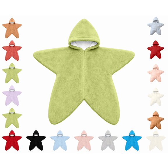 Baby Starfish Newborn Onesie, Soft Thick Imitation Fleece Winter Romper, Infant Warm Footie Jumpsuit and Swaddle Wrap (Green,Size:3M)