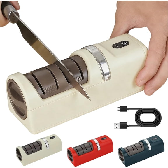 2026 New Automatic Kitchen Knife Sharpener, Strong Suction Base for One-Hand Use, Safe Electric Knife Grinder for Kitchen & Restaurant Use