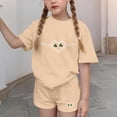 thumbnail image 5 of Girls St. Patrick's Day 2 Piece Outfit Short Sleeve Shamrock Printed Round Neck T-Shirt and Shorts Sets Beige 4-5 Years, 5 of 6