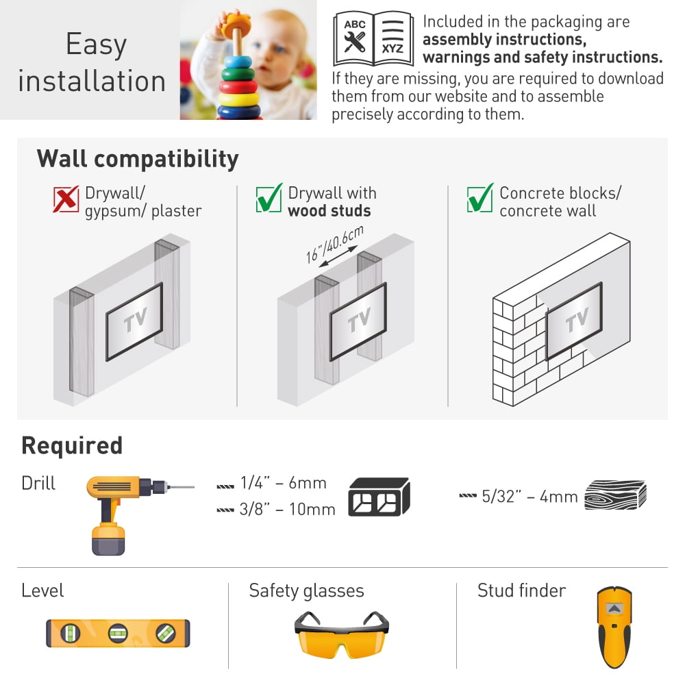 Barkan TV Wall Mount, 13 - 90 inch Patented Full Motion Flat / Curved Screen Bracket, Holds up to 132lbs, Extra Stable, Fits LED OLED LCD