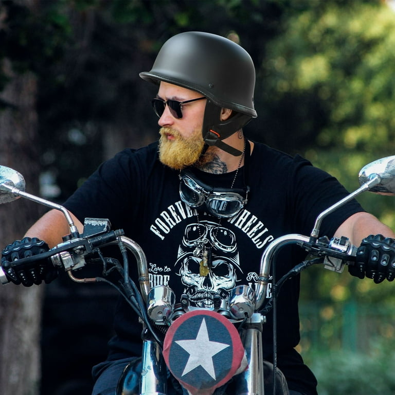 custom german style motorcycle helmets Half Helmet Open Face Adult Men Women DOT Approved Retro HelmetMatte Black (Large) : Automotive For added convenience Lowest Profile German Motorcycle Helmet