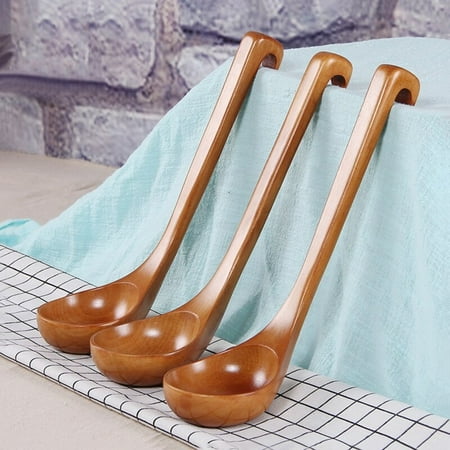 

Natural Wood Long Handled Rice Soup Cooking Spoons Big Ladle Hot Pot Spoon Wood Spoon Tableware Tools Kitchen Accessories