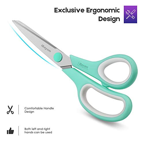 Scissors Set of 3-Pack, 8 Scissors All Purpose Comfort-Grip Handles Sharp  Scissors for Office Home School Craft Sewing Fabric Supplies, High/Middle