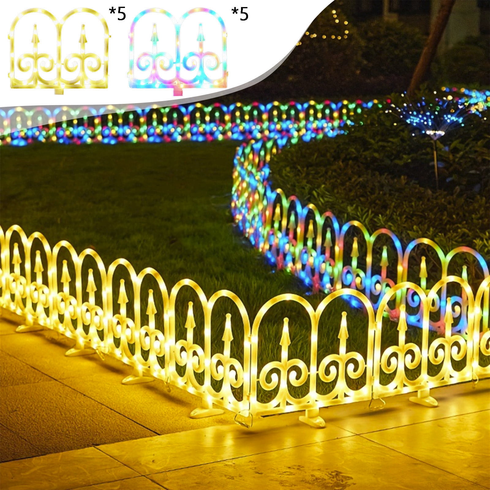 CSSAD RGB Outdoor Ground Lights, Solar Fence Lights Pathway Lights, Waterproof Walkway Lighting, Gardening Decorative Light for Yard Lawn Patio Best for Holiday Party