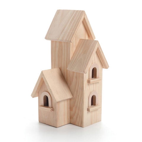 Wood Birdhouse Natural Manhattan 12 inches by Darice