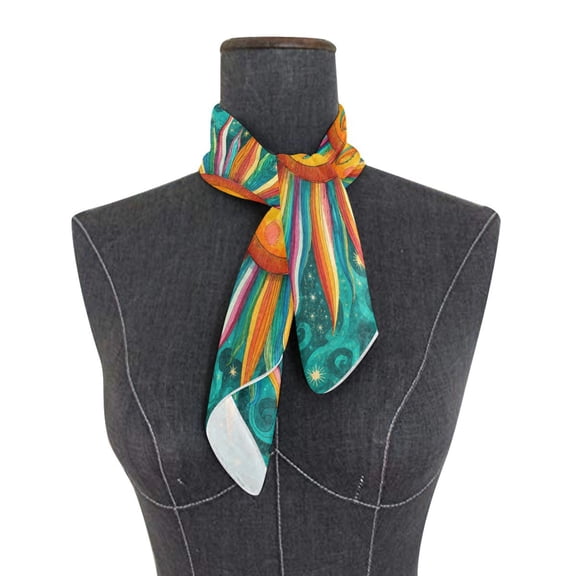 Wobogo Square Scarf In Lightweight Polyester Silk-Feel Neck Scarf for Women Fashion Head Hair Wrap Bandana Boho Sun Face Print