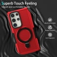 thumbnail image 2 of Decase Magnetic Stand Phone Case for Samsung Galaxy S25 Ultra,Hard PC+Soft TPU+Fulcrum Bracket Phone Case,Shockproof Anti-Drop Protective Cover,Military Cases Bult-in Hidden Bracket,Red, 2 of 9