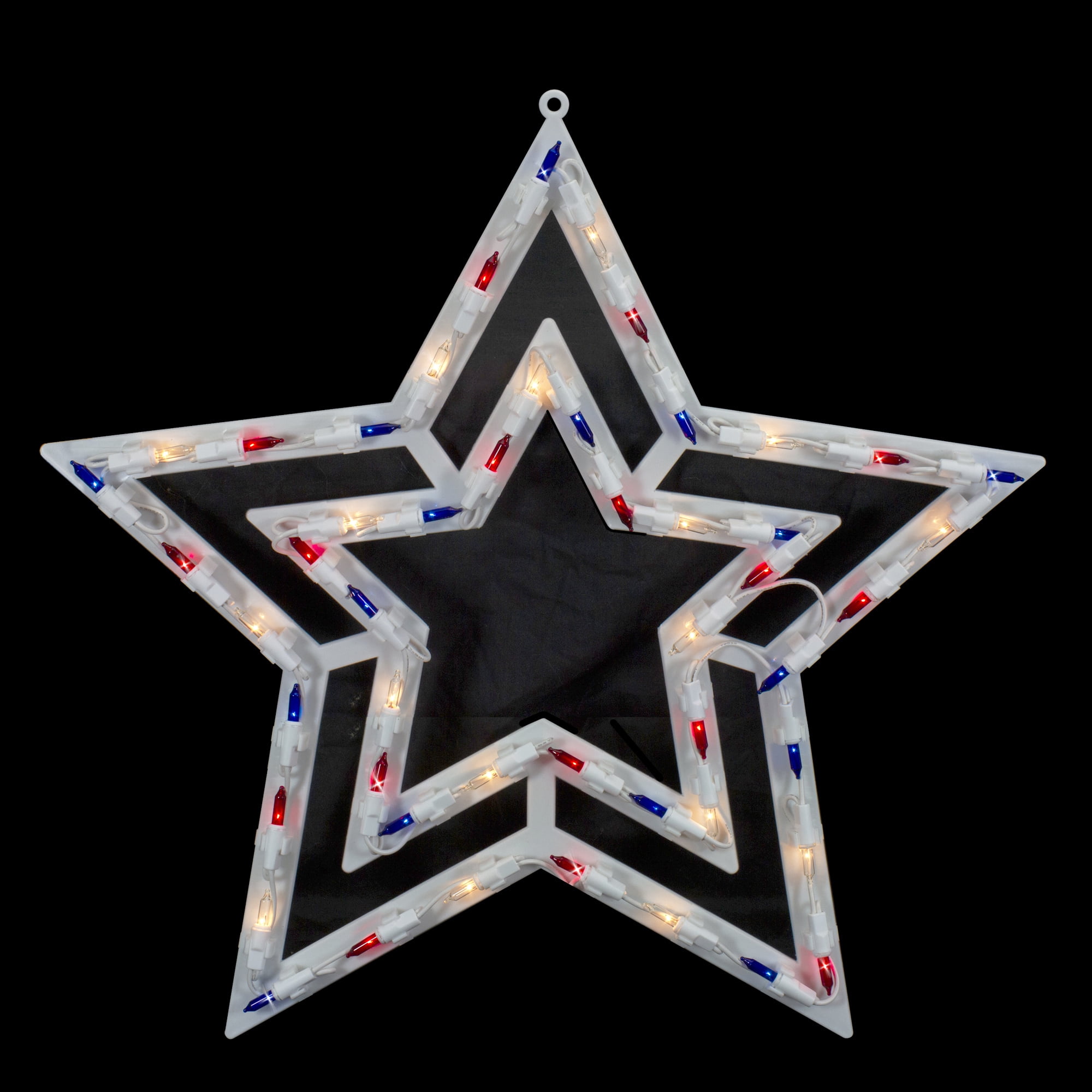 17" Lighted Red White and Blue Patriotic Star Window Silhouette Decoration
