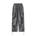 thumbnail image 4 of Pxiakgy Women Cargo Pants Baggy Y2K Clothing Multi Pockets High Waist Loose Straight Leg Pants Vintage Grunge Aesthetic Clothes Baggy Fit Cargo Pants with Pockets Grey L, 4 of 9