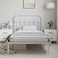 thumbnail image 3 of vidaXL White Twin Metal Bed Frame with Headboard & Slats, No Mattress, Easy Assembly, 3 of 4