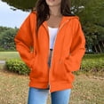 thumbnail image 2 of Resicozy Womens Zip Up Hoodies Oversized Long Sleeve Sweatshirts Comfy Lightweight Y2k Jackets Loose Fit Hooded Sweatshirt Orange M, 2 of 5