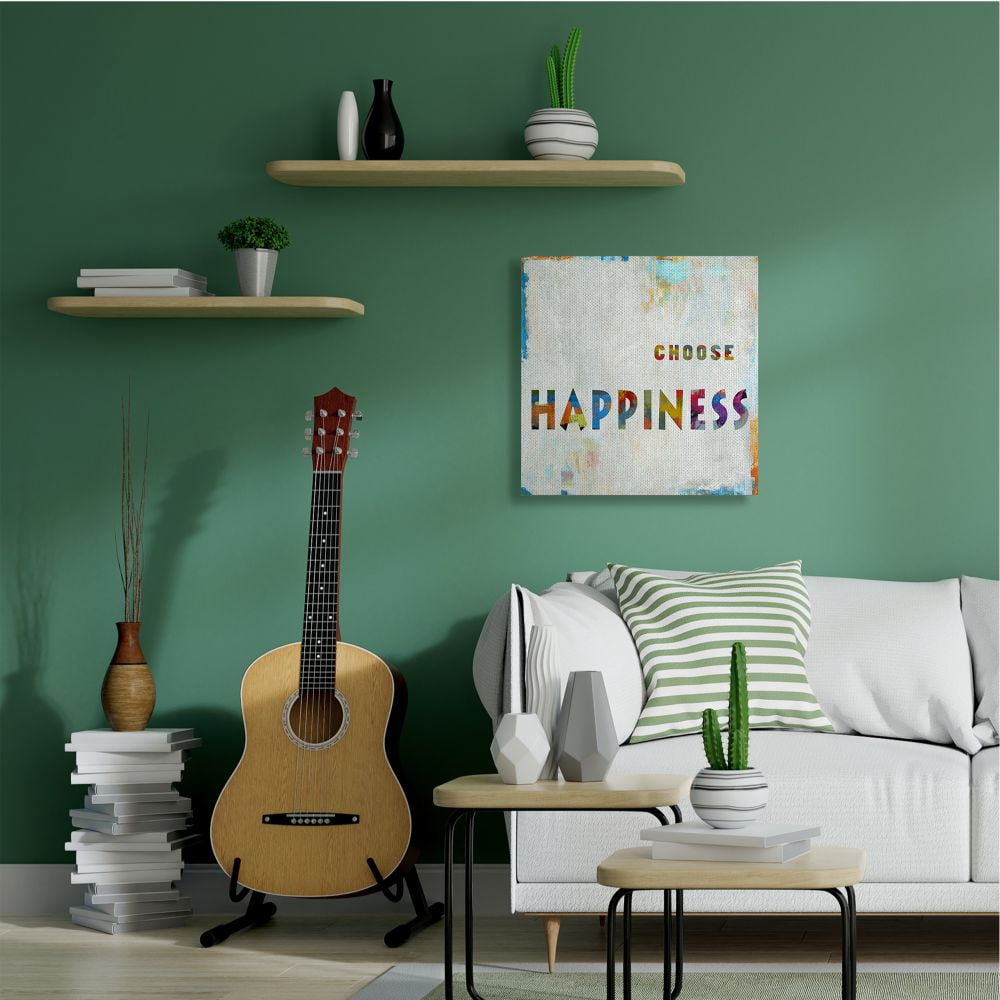 Stupell Industries Choose Happiness Phrase with Abstract Brush Strokes Designed by Jamie MacDowell