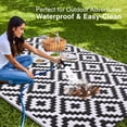 thumbnail image 3 of Smiry Outdoor Rug 5x8, Waterproof Reversible Plastic Outdoor Mat, Indoor Outdoor Rugs for Patio, RV, Deck, Porch, Black & White, 3 of 7