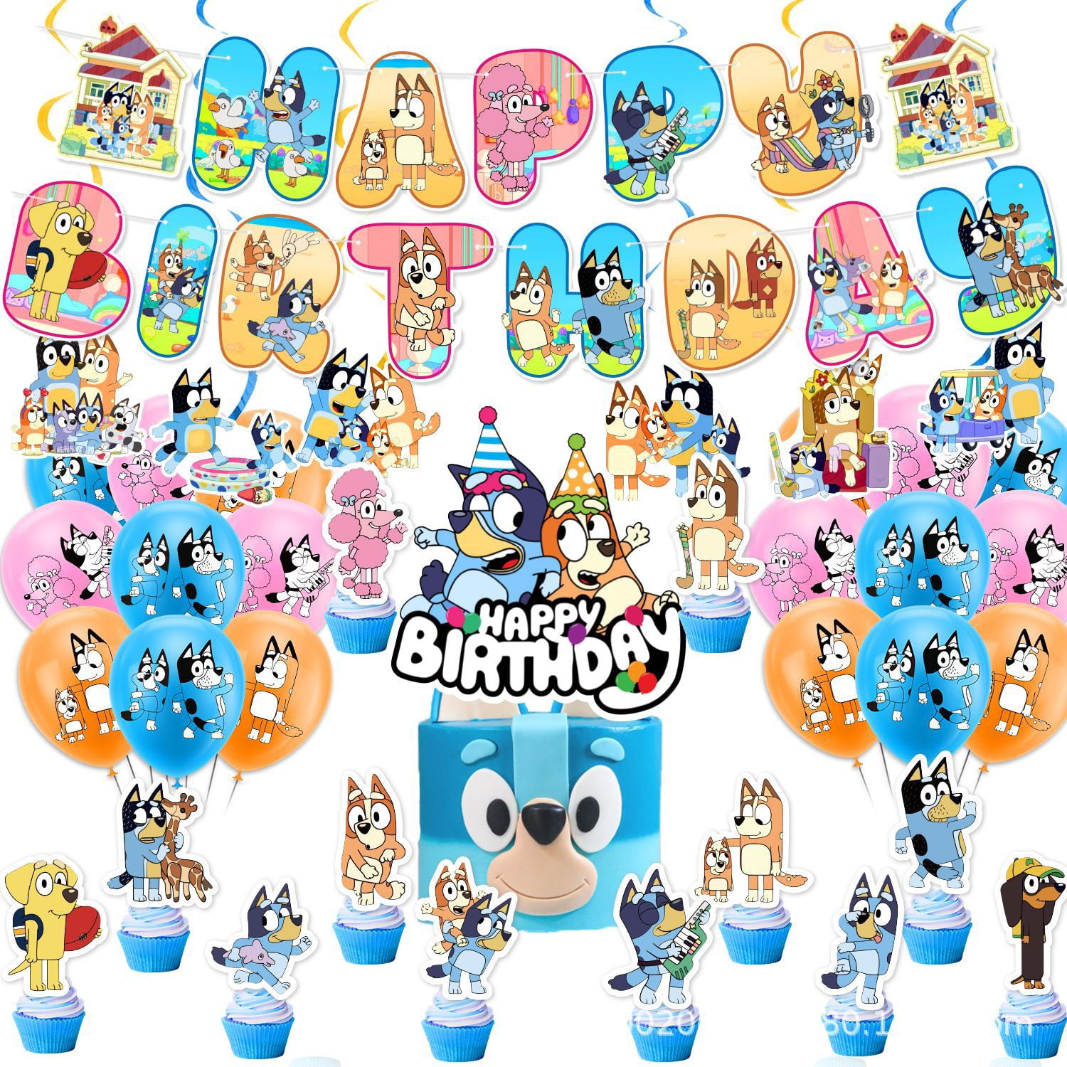 44 Pièces Ballons De Fête Dessins Animés - Avec Bannières Et Accessoires - Décoration Anniversaire Garçon - En Latex