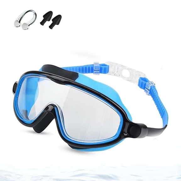 KANOHENO HD Children's Large Frame Waterproof and Anti-fog Swimming Goggles with Nose Cover for Kids 6-14