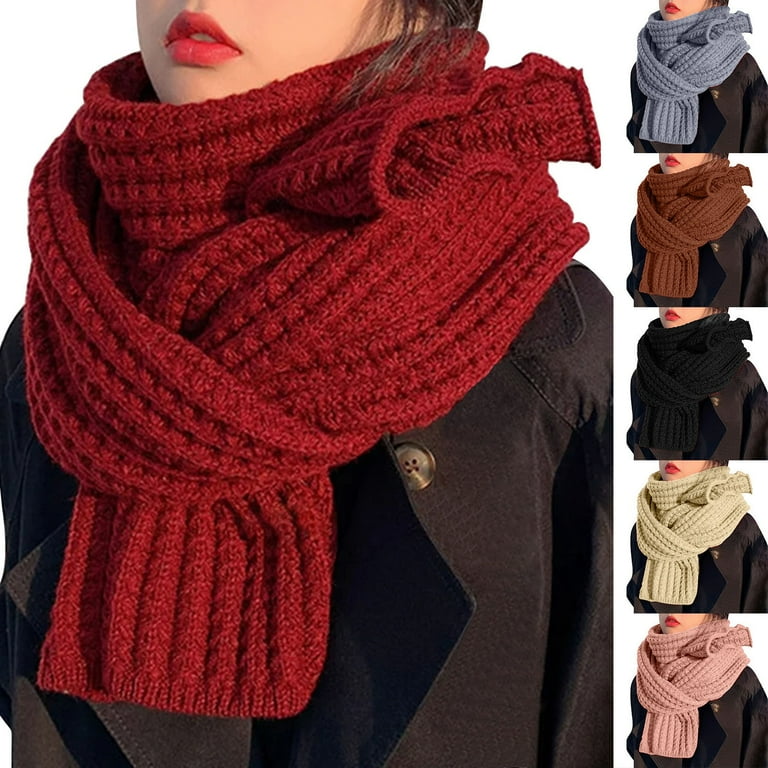 Mifelio Scarf for Women, Women's Solid Color Knitted Wool