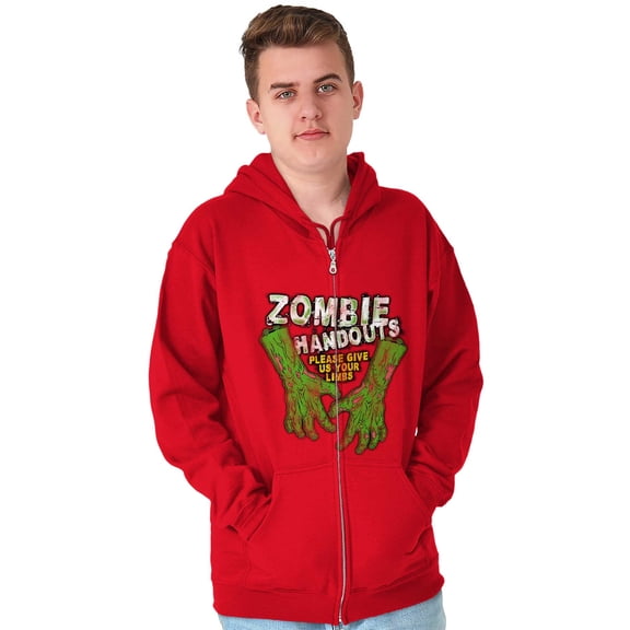 Zombies Handouts Give Limbs Sci-Fi Nerd Zip Up Hoodie Men's Women's Brisco Brands S
