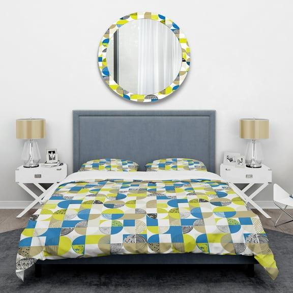 Designart 'Circular Retro Design I' Mid-Century Modern Duvet Cover Set