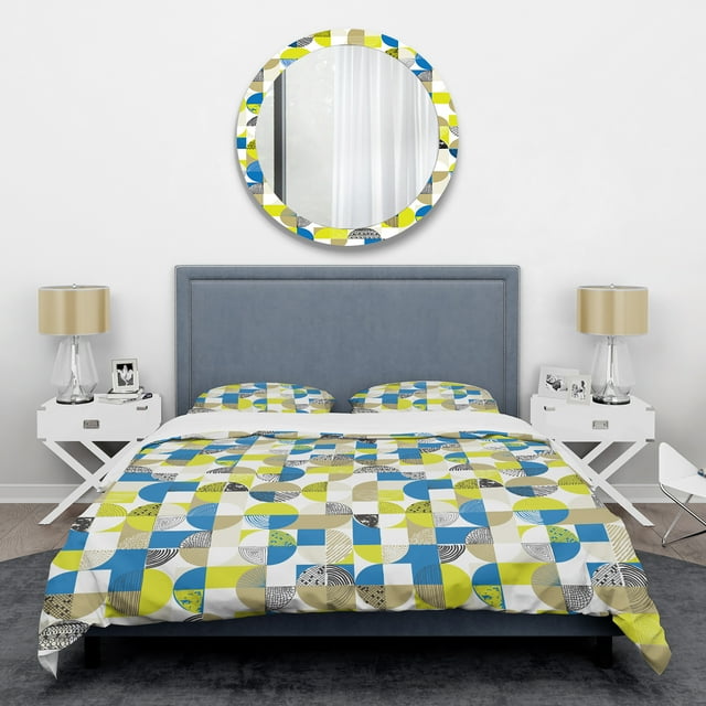 Designart 'Circular Retro Design I' Ensemble de Housse de Couette Mi-Siècle