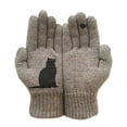 thumbnail image 1 of 1 Pair Winter Gloves Touch Screen Elastic Bird Print Knitted All Fingers Keep Warm Anti-pilling Cat Pattern Ridding Gloves for Skiing, 1 of 10