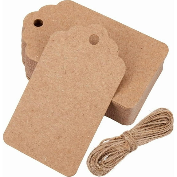 200Pcs Blank Kraft Paper Tags Hanging Price Tags with 20m Jute Cord Rectangle 4 x 7cm Tan Display Merchandise Clothing Pricing Retail Sale Label Pricing Arts Crafts Labeling Decor Tan 1set