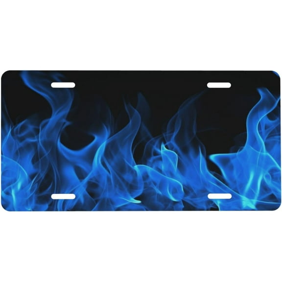 Blue Flame License Plate Decorative Front Car Metal Plates Cover Vanity Tag Metal Car Plate Aluminum Novelty License Plate 6 X 12 Inch