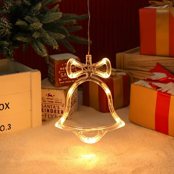 Christmas Bell Suction Cup Light for Window,Christmas Suction Cup Lamp Angel Bell LED Decorative Lamp Living Room Window Christmas Tree Warm Light Decoration