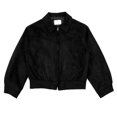 thumbnail image 3 of Men Faux Suede Bomber Jacket, Classic Turn‑Down Collar Full Zip Ribbed Hem Casual Cropped Outerwear Coat(Black,XXL), 3 of 3