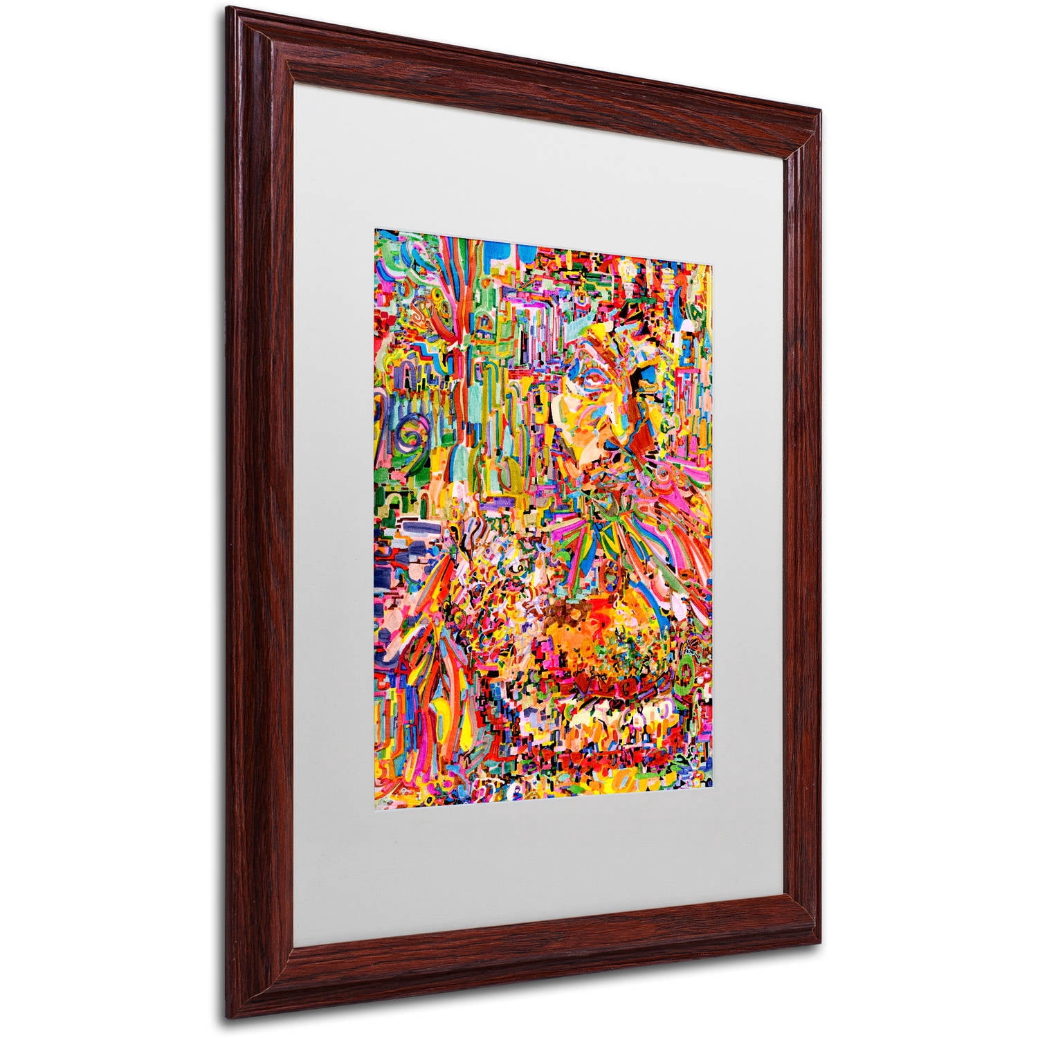 Trademark Fine Art "A Robot Imagines A Hamburger" Canvas Art by Josh Byer, White Matte, Wood Frame