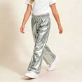 thumbnail image 5 of BLVB Girls Shiny Flare Pants Loose Fit Dance Bell Bottoms Elastic Waist Sparkly Wide Leg Trousers for Toddler Kids(Silver,14-15Years), 5 of 5