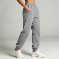 thumbnail image 4 of Women's Solid Color Jogger Pants, Elastic Drawstring Waist Casual Long Trousers with Dual Side Pockets, Comfort Loose Fit Bottoms for Sports and Daily Wear Gray M(M), 4 of 7