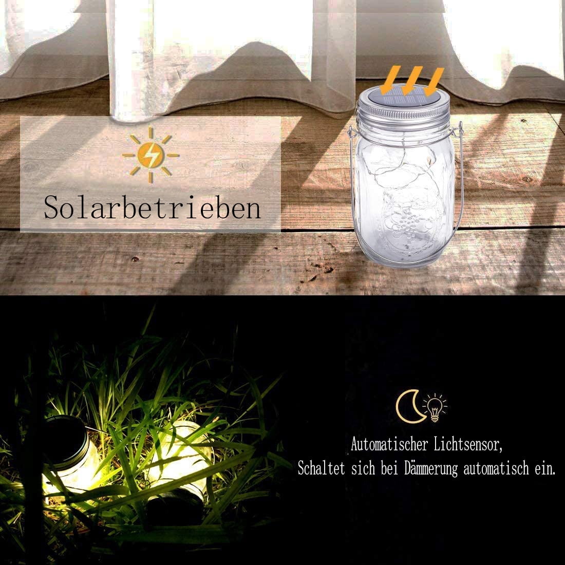 Solar powered LED garden lights -20 LED solar lights hanging outdoors, waterproof Mason jar lights, garden decorative lighting fixtures, Christmas, yard, wedding, party (hot)