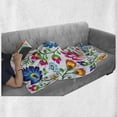 thumbnail image 6 of Polish Folk Art Soft Flannel Fleece Throw Blanket, European Floral Ornament Wzory Lowickie Colorful Flowers, Cozy Plush for Indoor and Outdoor Use, 70" x 90", Multicolor, by Ambesonne, 6 of 6
