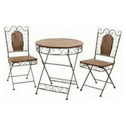 Benzara 69876 Metal Wood Bistro Set of 3