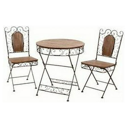 Benzara 69876 Metal Wood Bistro Set of 3
