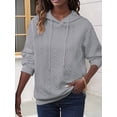 thumbnail image 4 of Womens Hoodies Oversized Hooded Sweatshirt Casual Long Sleeve Drawstring Pullover Tops Gray M, 4 of 9
