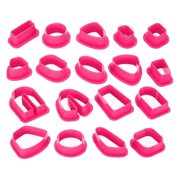 Polymer Clay Cutters,18 Pcs Clay Cutters Polymer Clay Earrings Kit Mini Shapes Mold Plastic Geometric,Pink