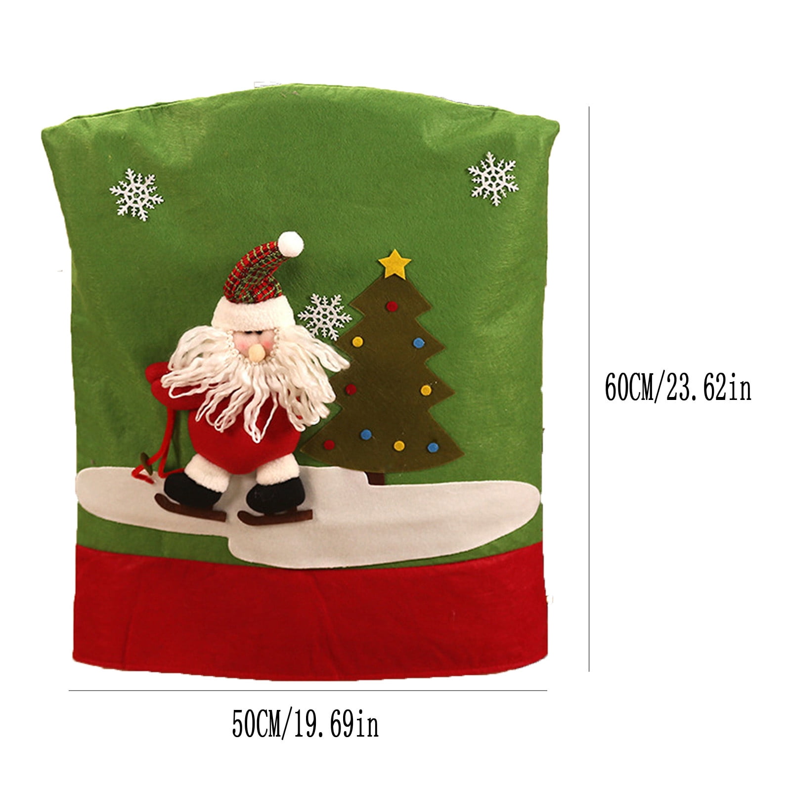 Lot De 6 Housses De Chaise Noël - Père Noël & Bonhomme De Neige - 60x50cm - Polyester Antidérapant - Décoration De Table - 8