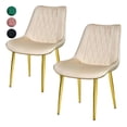thumbnail image 1 of Set 2 Sillas Comedor Tapizadas Terciopelo Patas Doradas, 1 of 5
