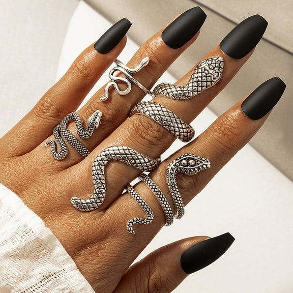 Unisex Snake Ring Set Vintage Zodiac Animal Rings Fashion