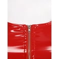 thumbnail image 6 of renvena Women Wetlook Skinny Crop Top Patent Leather U Neck Sleeveless Zipper Vest Red L, 6 of 7