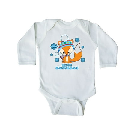 

Inktastic Happy Hanukkah with Fox and Snowflakes Gift Baby Boy or Baby Girl Long Sleeve Bodysuit