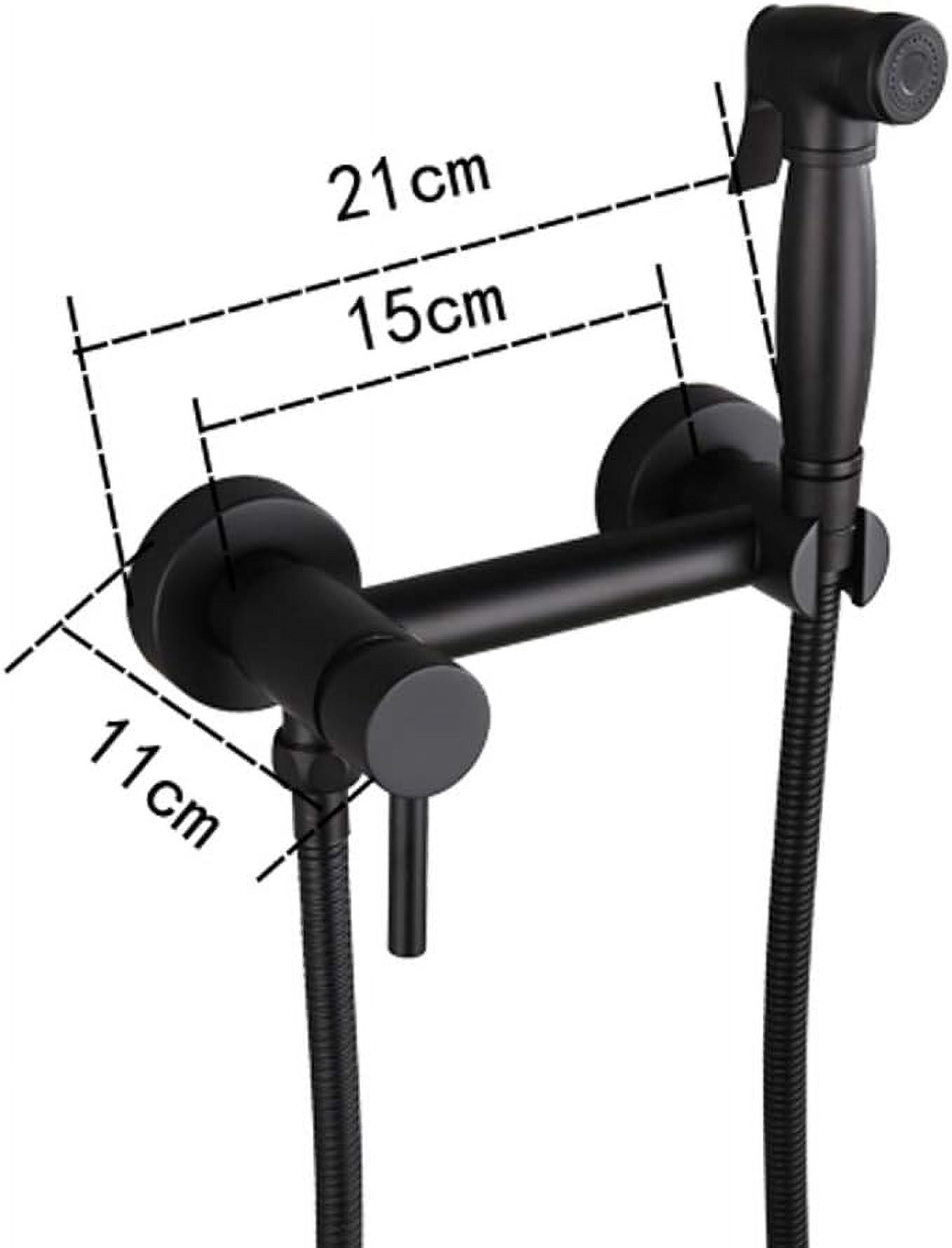 Bidet Sprayer with Cold and Hot Water Brass Black Portable Cloth Diaper Washer Shower Sprayer Set Wall Mounted Bathroom Shower Bidet Tap for Personal Hygiene, Floor Cleaning