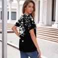 thumbnail image 4 of IYYVV Short Sleeve Shirts for Women Summer Tops 2026 Floral Printed Soft Boho Casual Button V-Neck Loose Fit T Shirt Black XL, 4 of 6