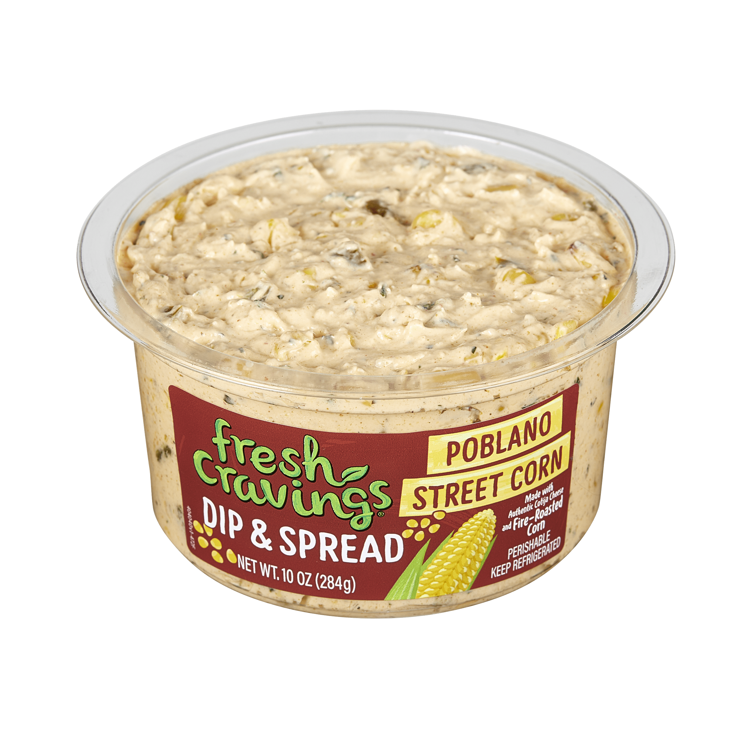Fresh Cravings Poblano Street Corn Dip & Spread 10 oz., Ready to Eat, Recyclable Plastic Cup