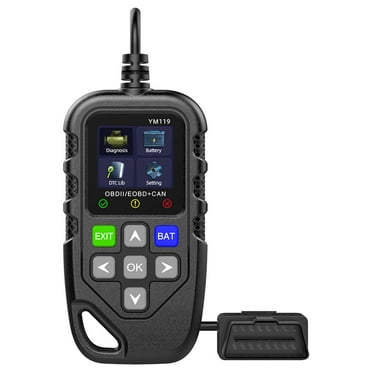 OBD II Scanner, Car Engine Fault Code Reader Battery Tester CAN Diagnostic Scan Tool for 12V Gasoline Vehicles, Black