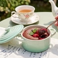 thumbnail image 7 of French Style Covered Ceramic Soup Bowl with Double Handles, Oven Safe Small Casserole for Onion Soup Stew Oatmeal Pasta Large, 7 of 7